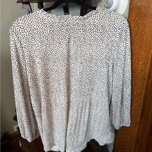 Adrianna Papell Ruffle Black and White Polka Dot Women's Blouse